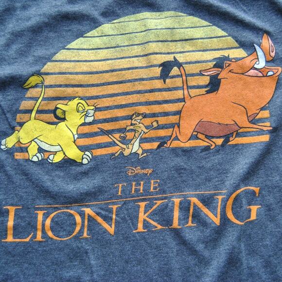 Disney The Lion King Simba Pumbaa and Timon Medium Gray Short Sleeve Shirt - Picture 3 of 5